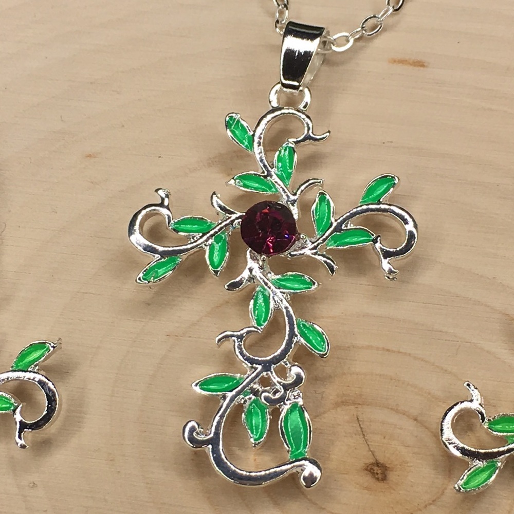 CROSS EARRINGS AND NECKLACE SET ( S1 ) - Picture 3 of 10